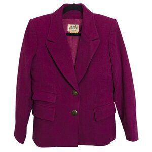 HERMES Vintage Fuchsia Magenta Cashmere Jacket Skirt Suit Set FR40 4 6 VERY RARE